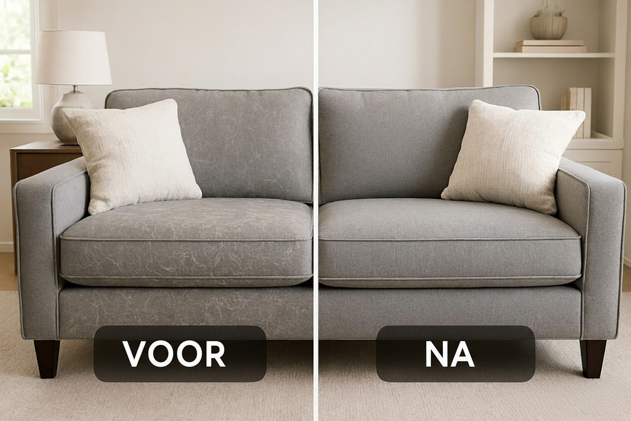 Voor en Na bank reiniging